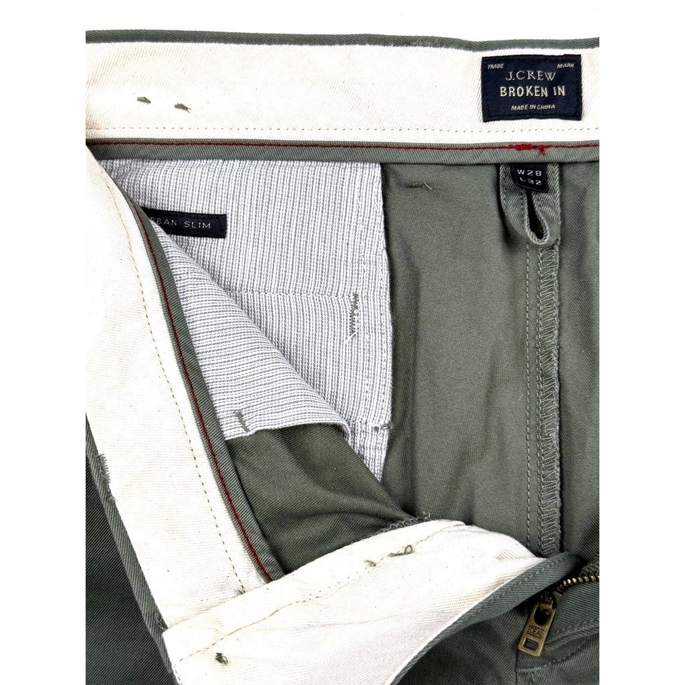 J. Crew Mens Flex Pants 28x32 Chino Slim Fit Straight Leg‎ Twill Khaki Stretch - Picture 8 of 10